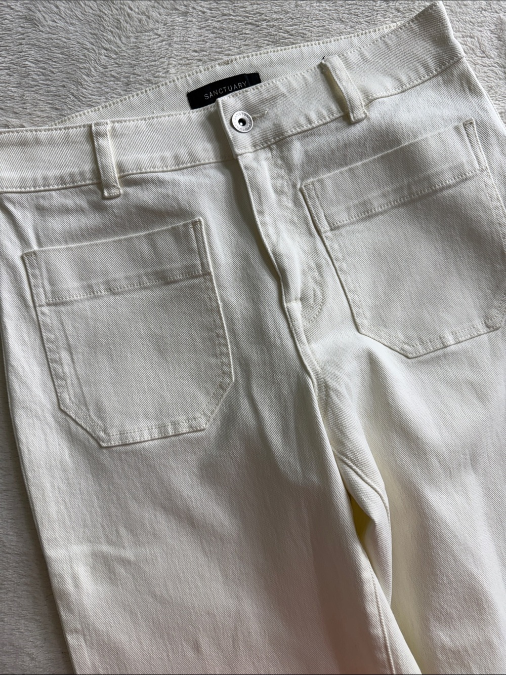 Sanctuary Marine Full Length Wide Leg Jeans Ivory White Standard Rise Size 27 - Picture 11 of 13